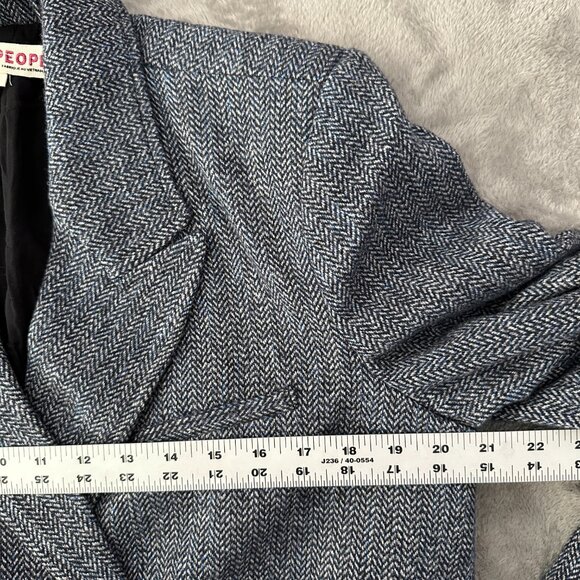 Free People Tailored Heritage Double Breasted Blazer Blue SMALL Herringbone - Picture 5 of 6